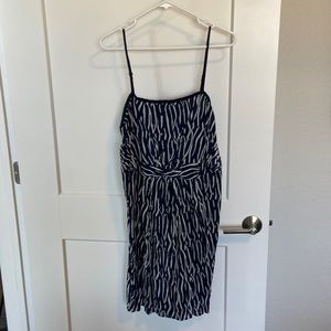 Loft navy and white print dress with spaghetti straps